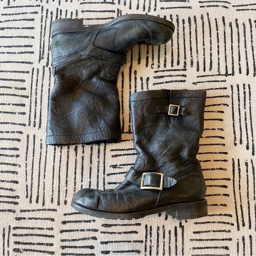 Jimmy Choo Archival Biker Leather Buckle Moto Boots EU 40.5